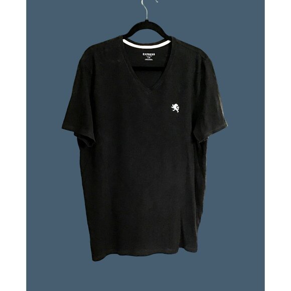 EXPRESS MENS BLACK V-NECK SHORT SLEEVE T-SHIRT SIZE LARGE - Picture 1 of 6